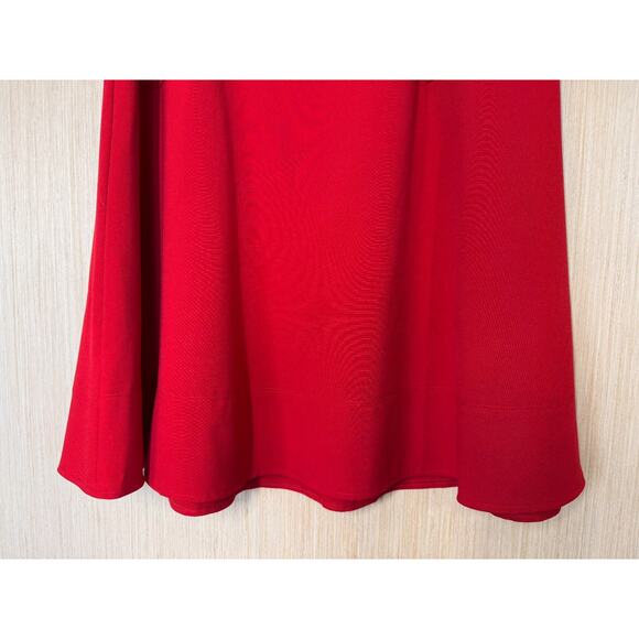 Calvin Klein A Line Midi Skirt Womens Size 8 Pockets Red Lined Event Holiday - Picture 3 of 11